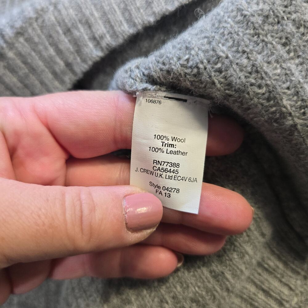 J Crew Sweater Womens Size Small Gray Wool Knit Crew Neck Elbow Patches Capsule - Picture 7 of 9